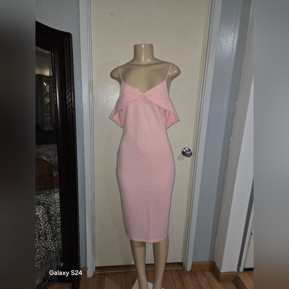 Elegant Pink Spaghetti Strap Dress Large - Picture 13 of 13